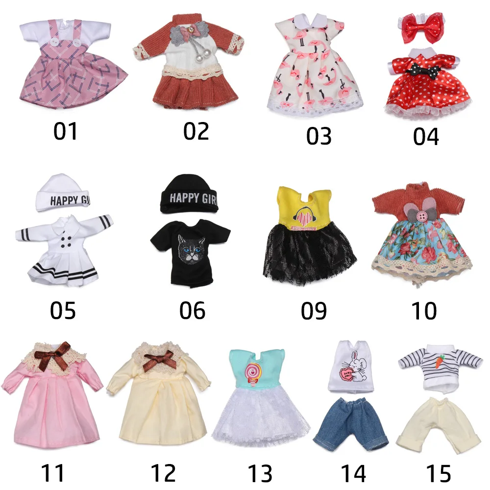 1Set 1/8 BJD Doll Clothes and Accessories 16~17cm Dolls Dresses Multistyles Changing Dressing Game Doll Outfit Kids DIY Toys