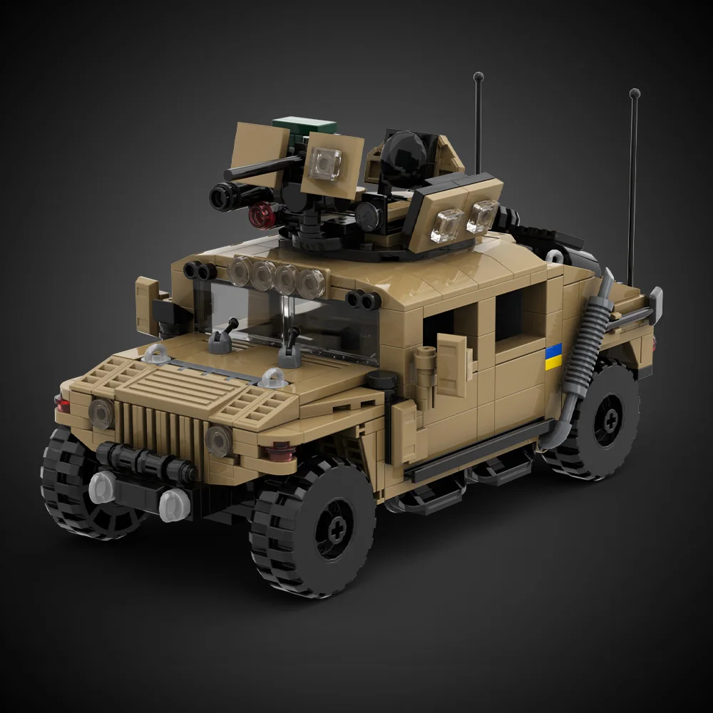 Gobricks MOC Hummvee Armed Car Bricks Model US Military Armed Cars Hummvee Cars Buliding Blocks Assembly Toys Kids Birthday Gift