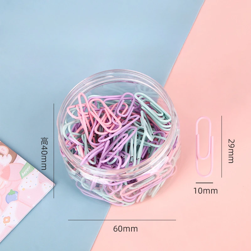 100Pcs/box 28mm Morandi Color Paperclips Student Test Paper Organizer Office Document Bill Binder Metal Clip Binding Supplies