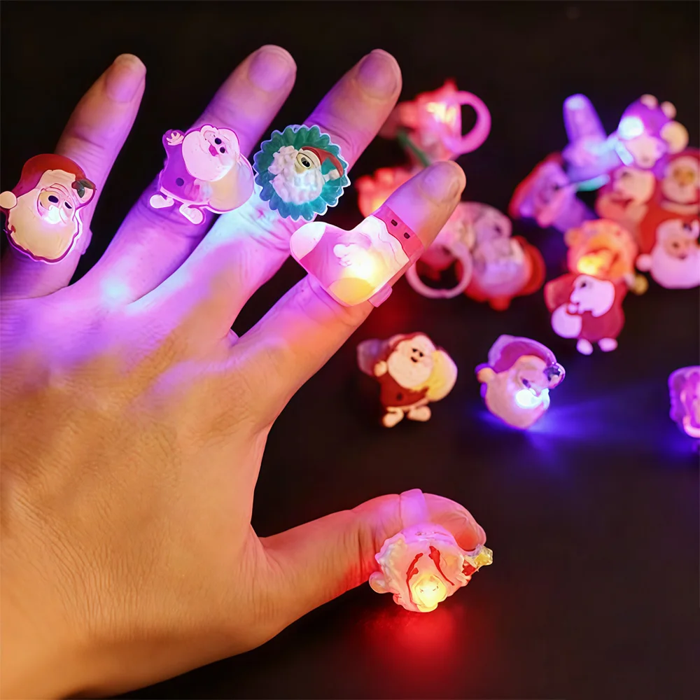 

Christmas Favors Set Christmas Jewelry Gifts Christmas Glowing Ring LED Flashing Wristband Santa Claus Necklace Party Supplies