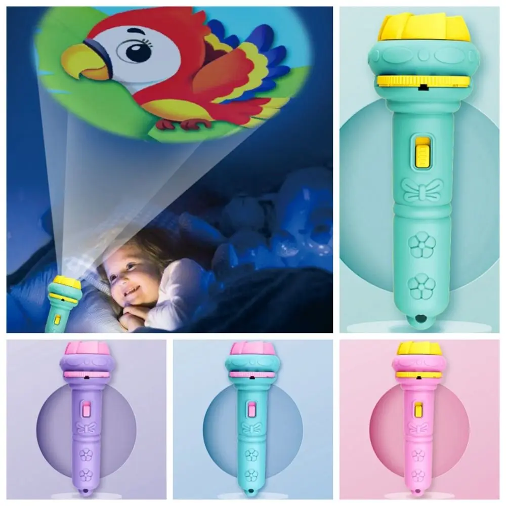 32 Patterns Cartoon Projection Flashlight Cartoon Luminous Flashlight Toy Projector Plastic 4 Cards Baby Projector Torch