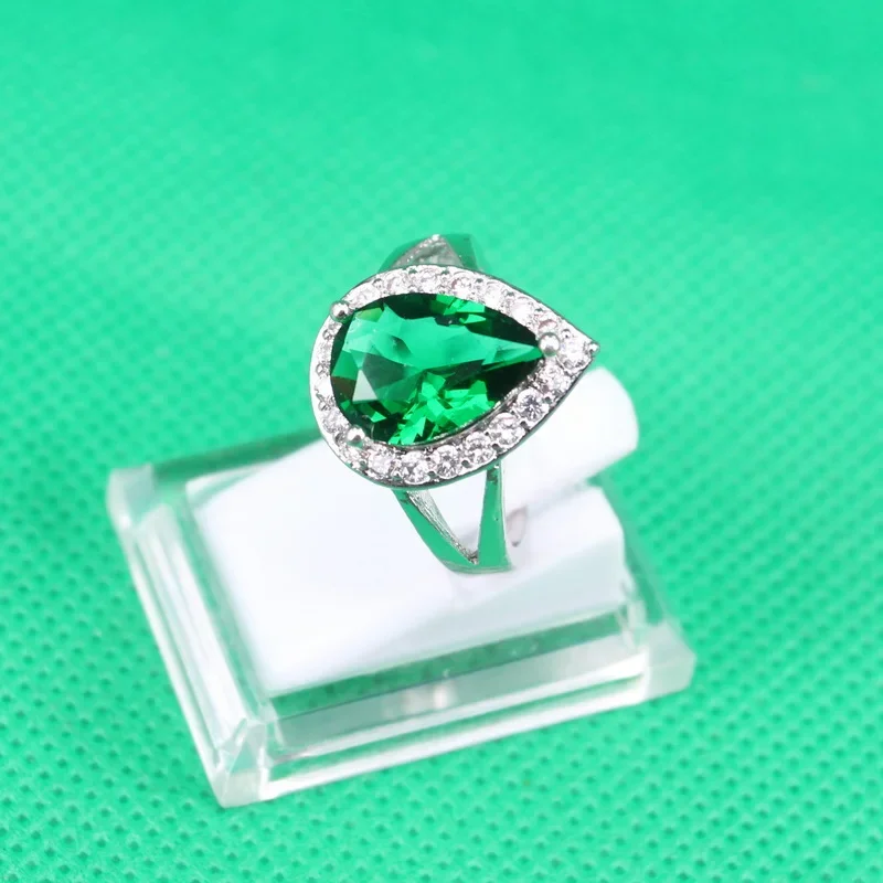 Luxury Green Emerald Silver 925 Rings for Women CZ Crystal Finger Ring Engagement Wedding Jewelry Hot Sale Valentine\'s Day Gift