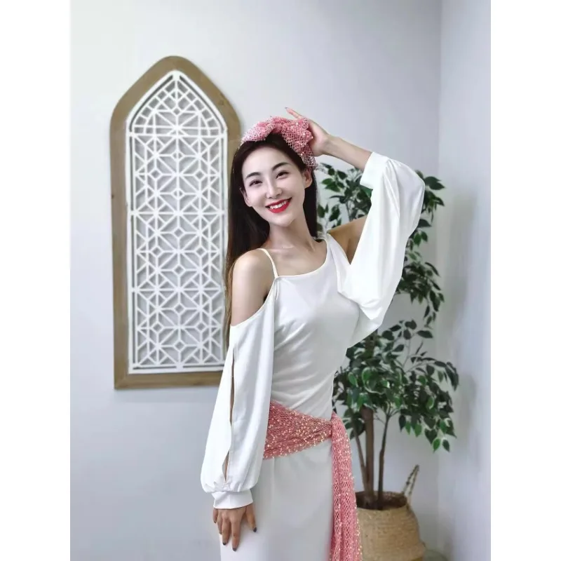 Costumi di danza del ventre personalizzati Abito BALADI Set di spettacoli popolari egiziani Foulard con cintura