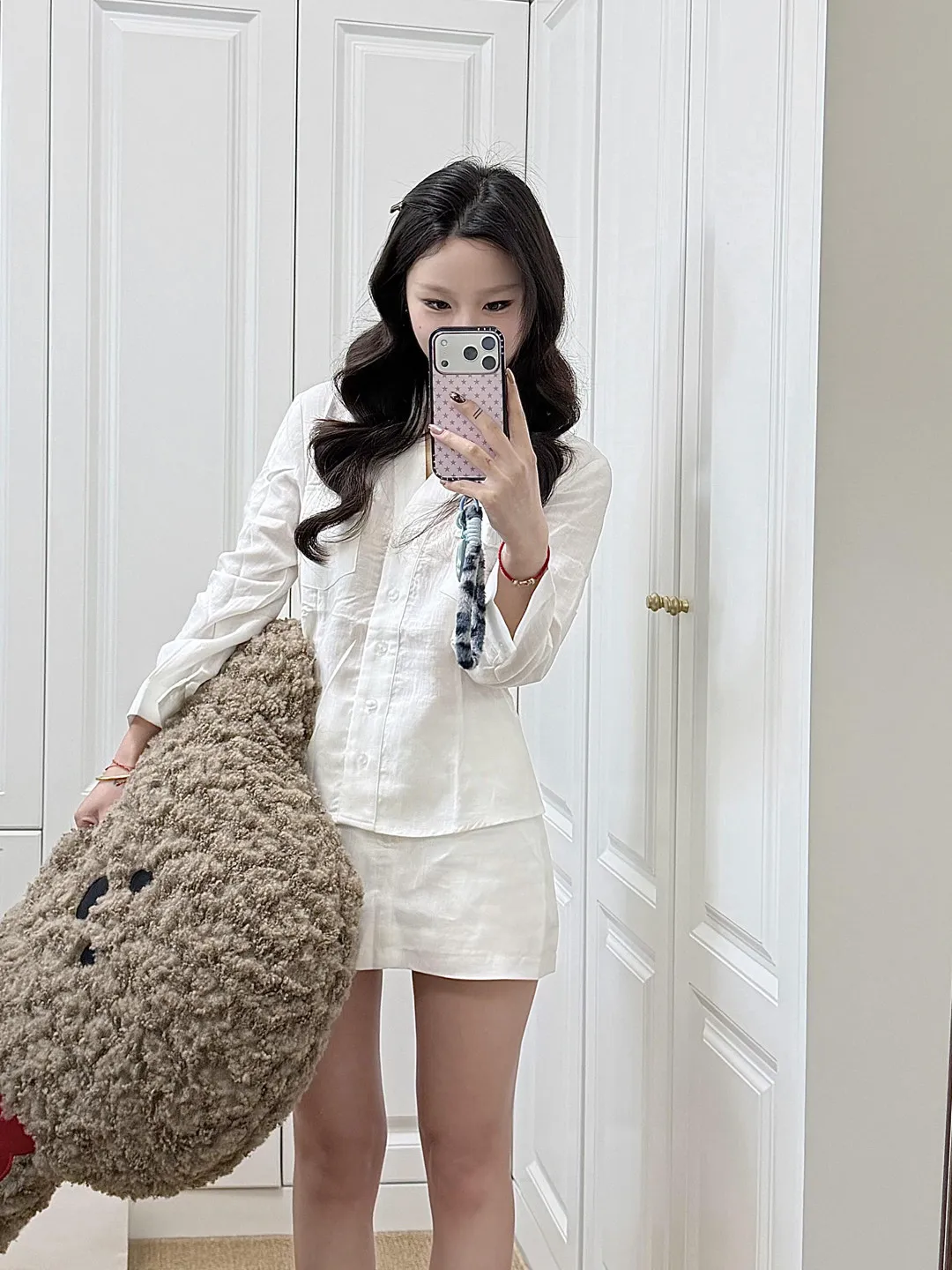 

Summer New Style Women's Shirt Skirt Set Classic Preppy White Long Sleeve Collar Slim Fit Casual Fashion High Waist