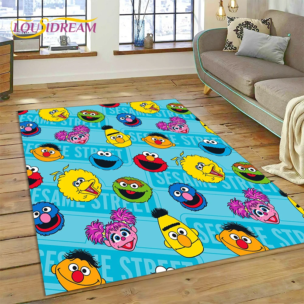 3D Cartoon S-Sesame Street Rug Carpet for Living Room Bedroom Home Decor,Floor Mat Non-slip Decoration for Sofa Doormat Kid Gift