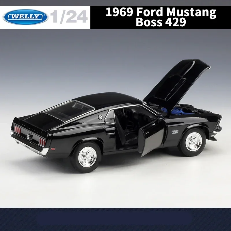 WELLY 1:24 1969 Ford Mustang Boss 429 Alloy Sports Car Model Diecast Metal Toy Classic Car Model High Simulation Childrens Gifts