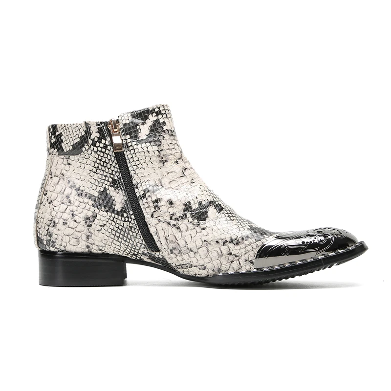 Coogerlove Punk-Stil Männer blau Echt leder Stiefel Metall quadratische Zehen Schnalle Niet Motorrad Stiefel Winter männliche Party Stiefel – Detail 11