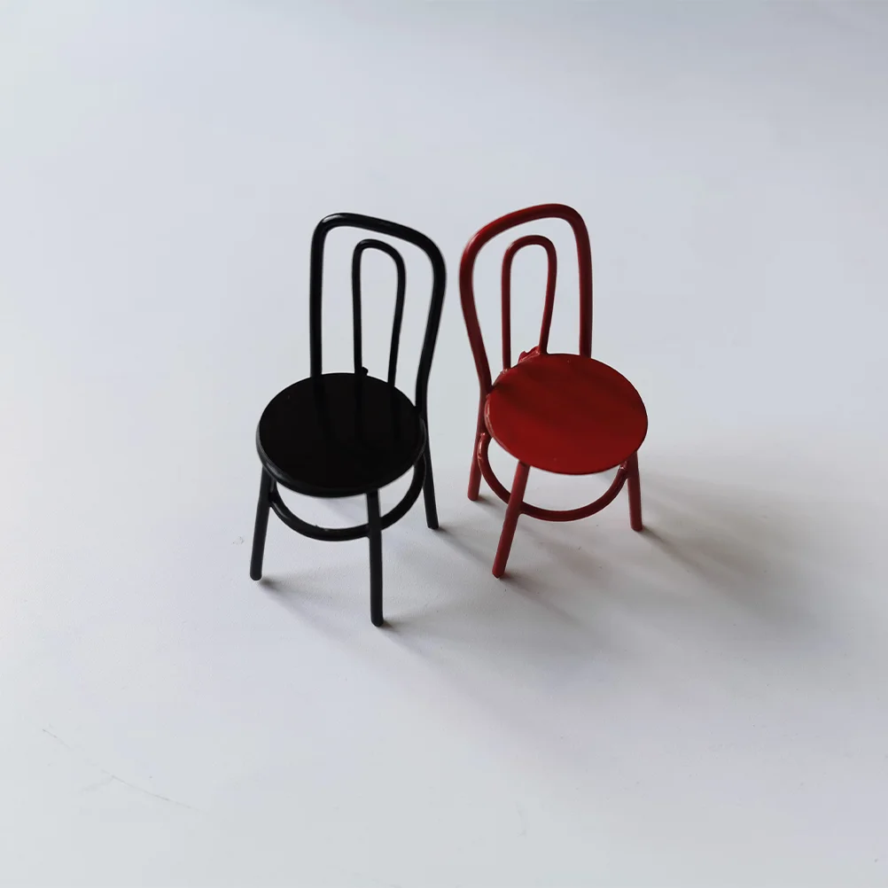 1PC Mini Chair Model Decor Miniature Scene Chair Model Alloy Vintage Chair Model Crafts Sturdy Mini House Accessories for Store