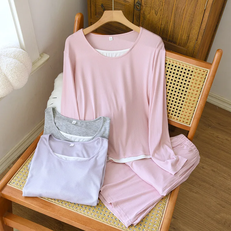 Soft Modal 2 Piece Pajamas Set for Women Long Sleeve Nightwear Sleepwear Female Pyjamas Autumn New Nighty Comfortable Night Clot