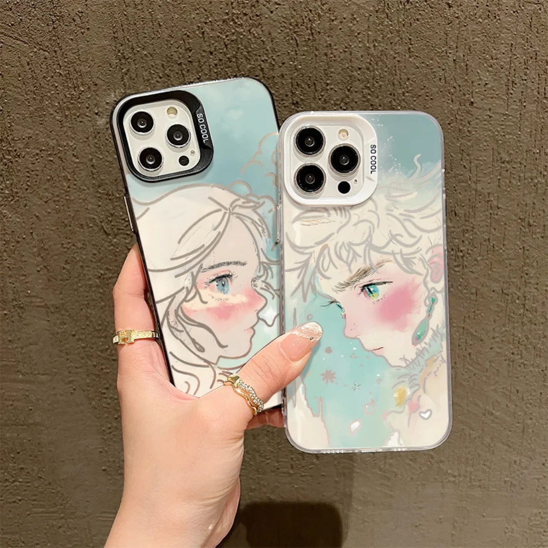 

Cool Anime Couple Love Phone Case For iPhone 17 16 15 14 13 12 11 Pro Max Air XR XS Max 7 8 16 Plus MINI Y2K Cartoon Cover