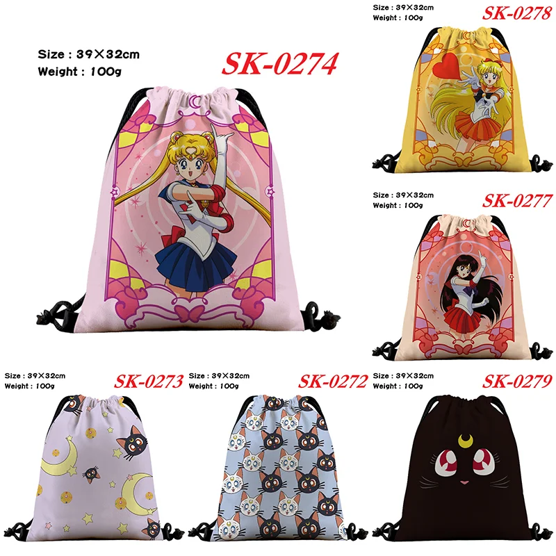 Anime Sailor Moon zaino donna borse con coulisse borsa a tracolla in tela per ragazze da viaggio zaino borse portaoggetti porta scarpe regalo