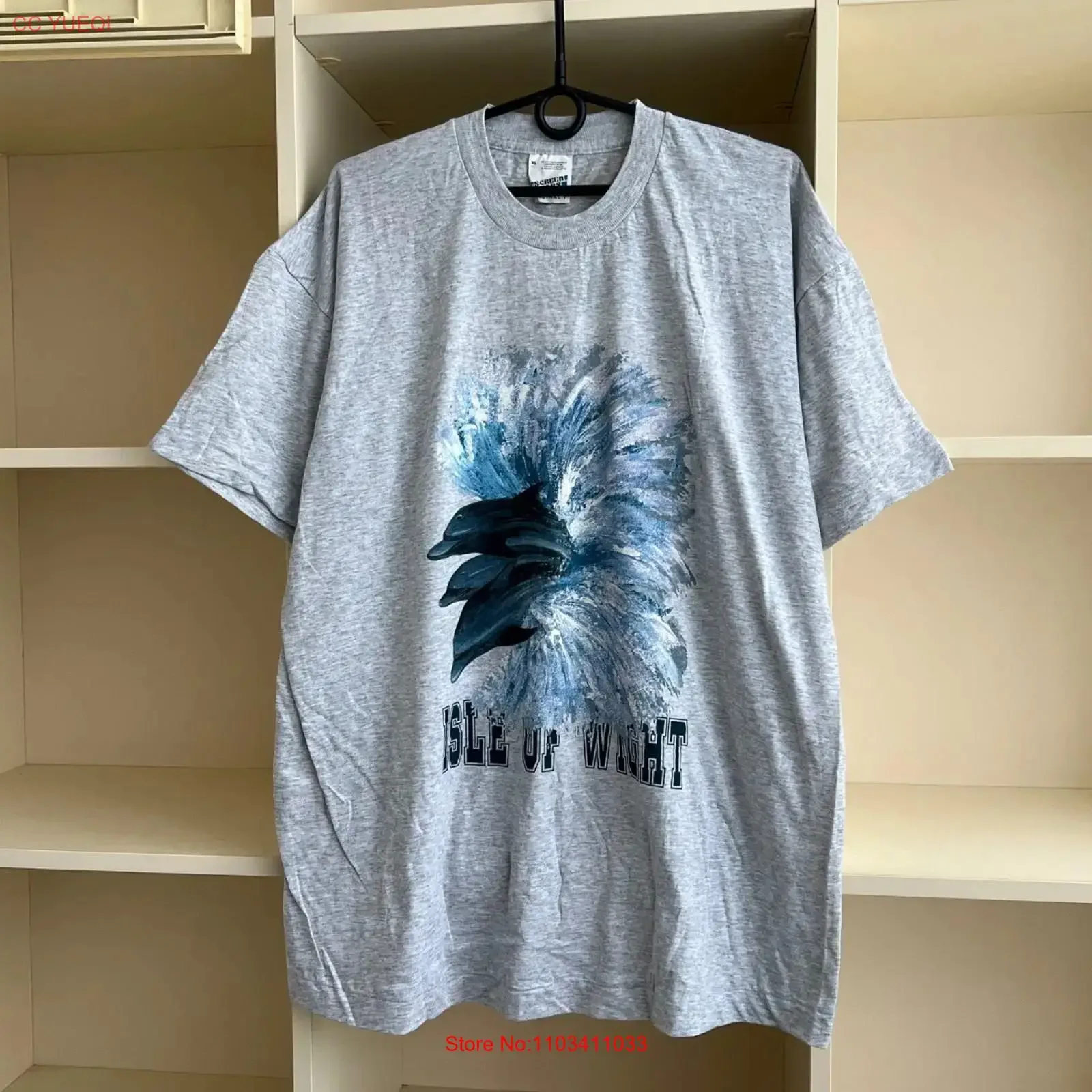 Camiseta Vintage Anos 90 Isle Of Wight Dolphins Screen Stars, Lavada, Casual, Macia, Respirável, Confortável e Elástica