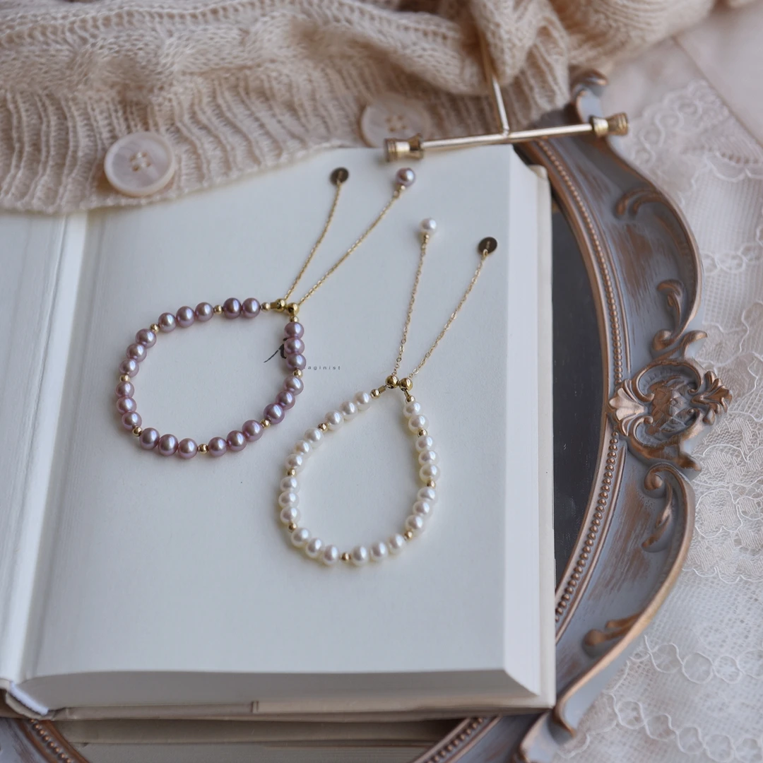 

Lii Ji Real Freshwater Pearl Pink Purple White Bracelet 14k Goldfilled Adjustable Women Bracelet