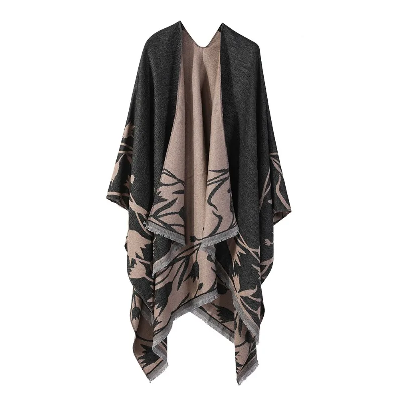 Poncho Women Man Jacquard Scarf Winter Warm Shawl Cape Pashmina Female Warm Shawl Blanket Stole Cloak Luxury Fashion