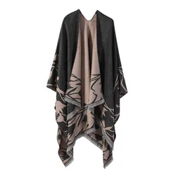 Cashmere Poncho Women Man Jacquard Scarf Winter Warm Shawl Cape Pashmina Female Warm Shawl Blanket Stole Cloak Luxury Fashion