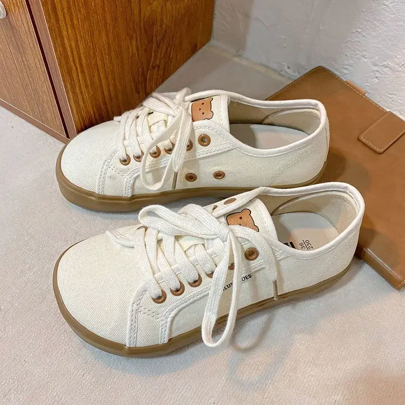 Canvas Shoes for Women's Spring and Summer New Breathable Thick Bottom Wide Width Casual Shoes Fashion Sneakers Zapatos Mujer