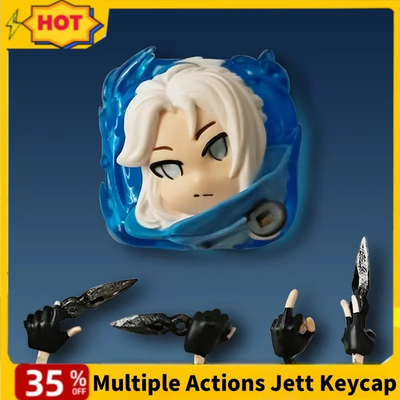 

Valorant Jett Keycap Multiple Actions Translucent Cartoon Cool Custom Anime Game Mechanical Keyboard Keycap Cherry R4 Profile