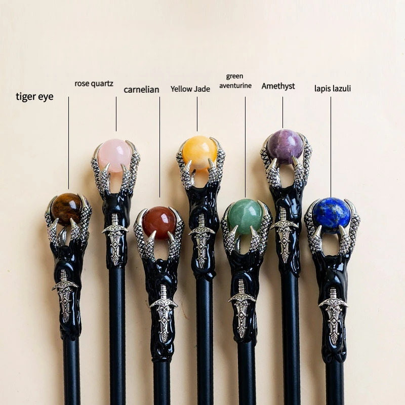 Enchanted Dragon Claw Crystal Wand | Natural Gemstone Magic Wand for Witchcraft, Wicca, Altar Decor, Cosplay and Spiritual Heal