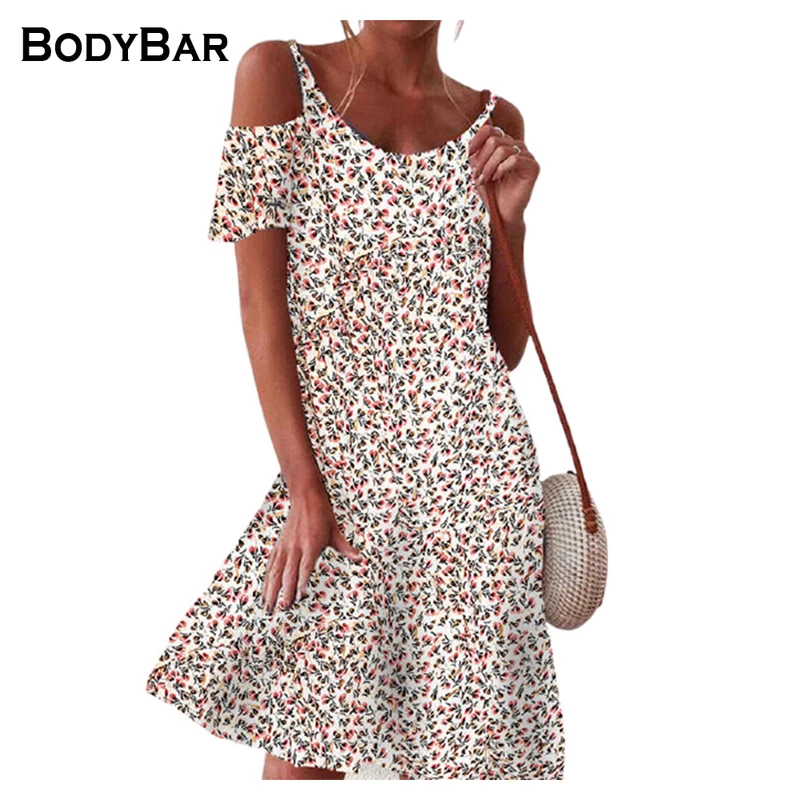 

Sling Floral Women Dress Summer 2021 Printing Dresses Off-shoulder Short Sleeve Mini Dress Femme Oversized Princess Dress Robes