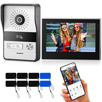 2-wire TMEZON WiFi Video Doorphone Doorbell Intercom 7 Inch 1080P Touchscreen Monitor APP/Swipe/Card 4in1 Unlock tuya app