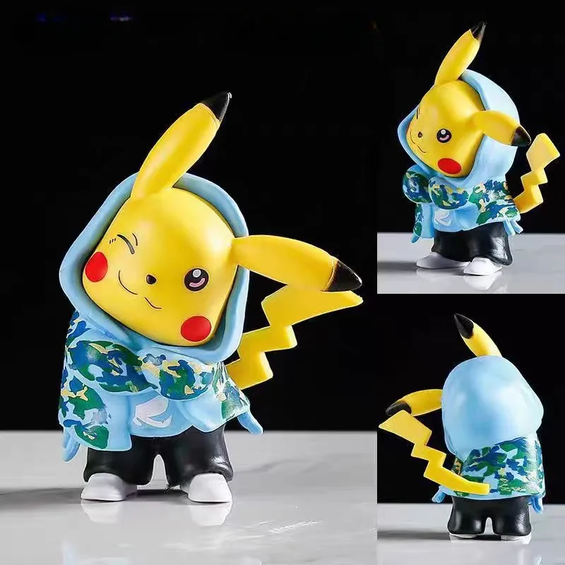 Pokemon Pikachu Anime Action Figure para crianças, Gengar Brinquedos Bonitos, Figurais Q, Modelo de Decoração de Carro, Presente de aniversário