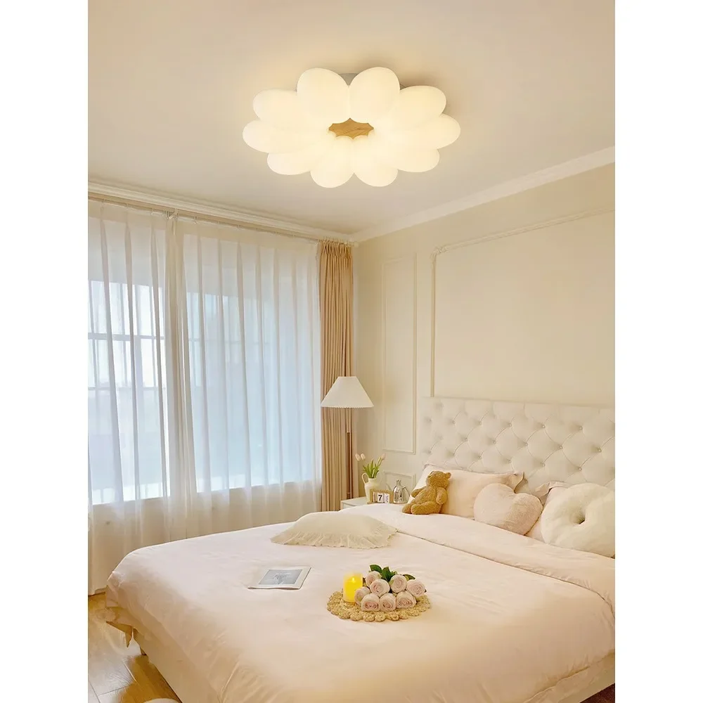 American Puri eye-protection bedroom lamps cream wind warm romantic flowers children's room simple log room lamps