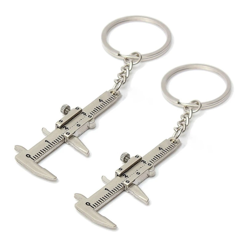 

Top Deals 2X Useful Mini Vernier Caliper Tool Pendant Slider Slides Keyring Key Chain 10CM