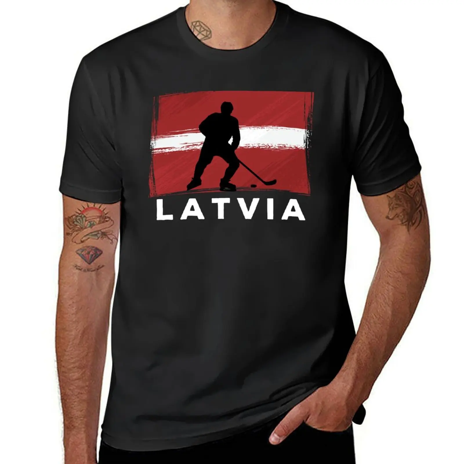 Latvia Ice Hockey Team T-Shirt customizeds customs T-shirts for men cotton