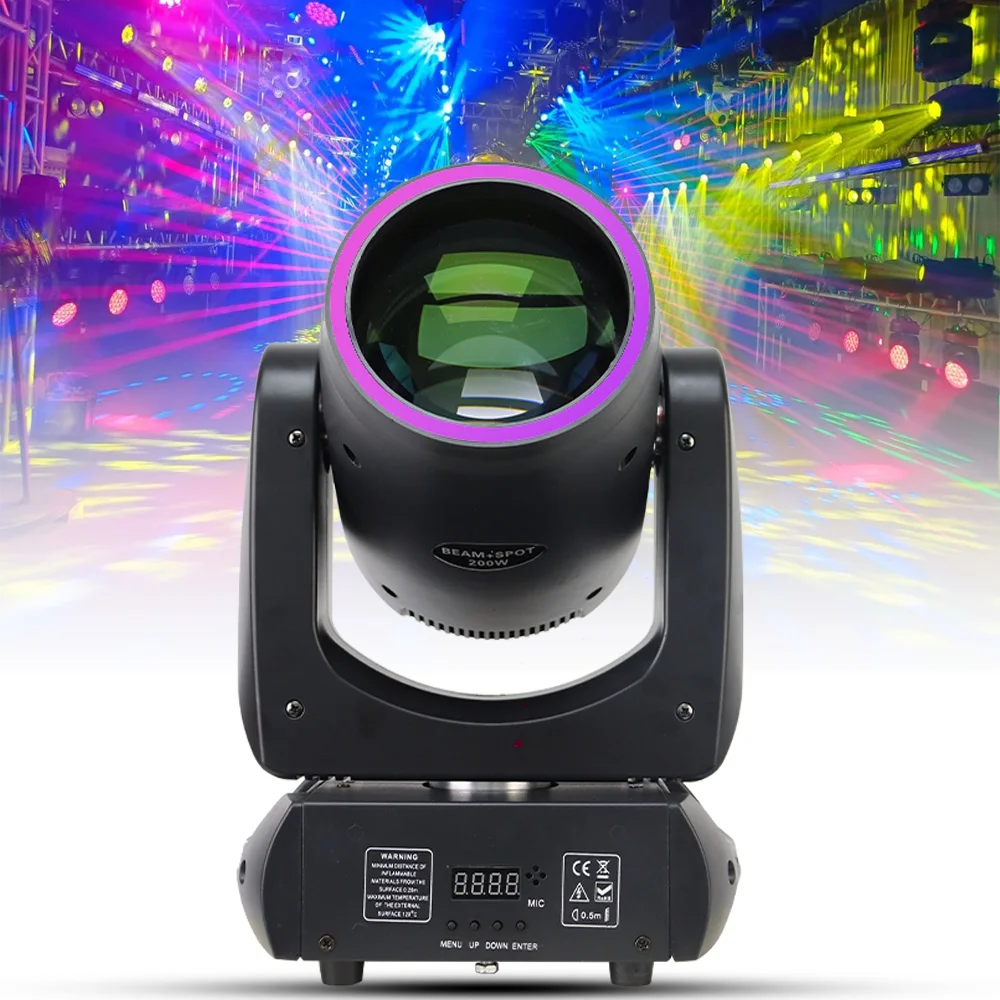 200W LED Beam Spot Moving Head 18 Prism DMX Music control Party Decoration Wedding Stage Strobe Effect Dj Disco Audience Lights