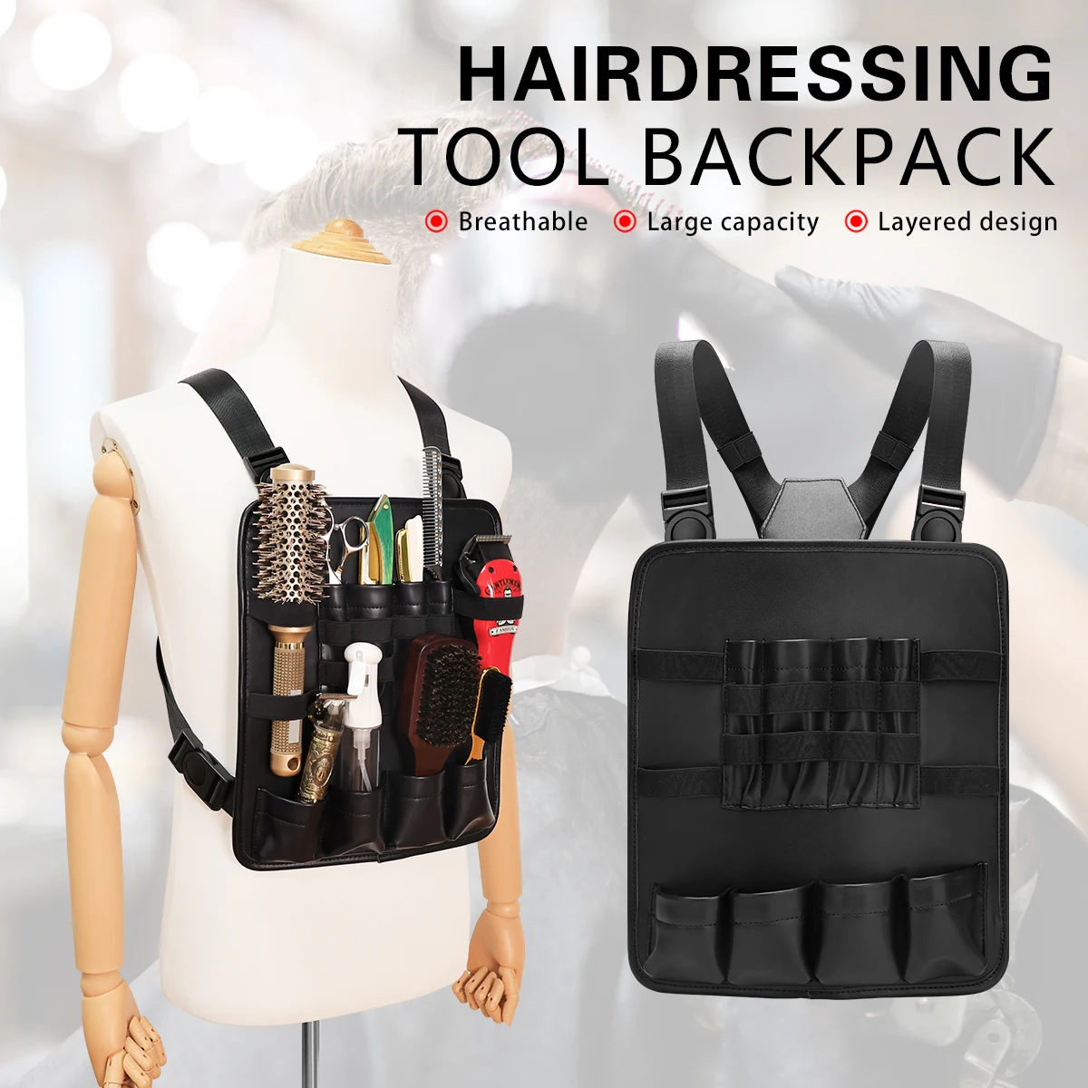 Barbershop Hairdressing Tools Leather Chest Rig Bags Barber Styling Hair Cutting Storage Backpack Professional Salon Accessories