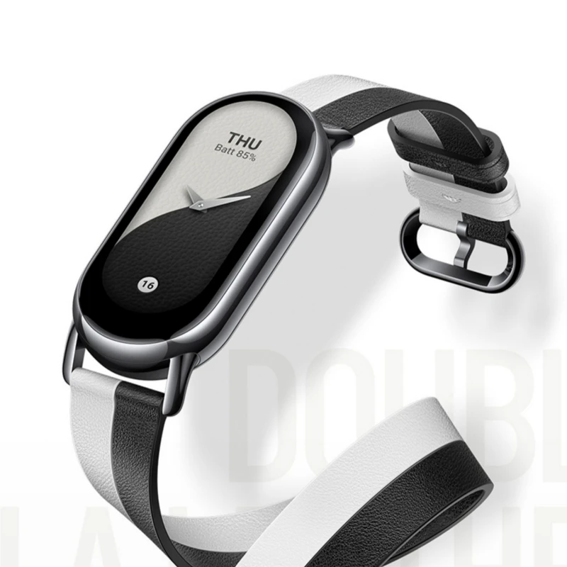 سوار شاومي مي باند 8 أصلي 100% سوار من الجلد المنسوج بسلسلة من البولي يوريثان صندوق بيع بالتجزئة قابل للاستبدال