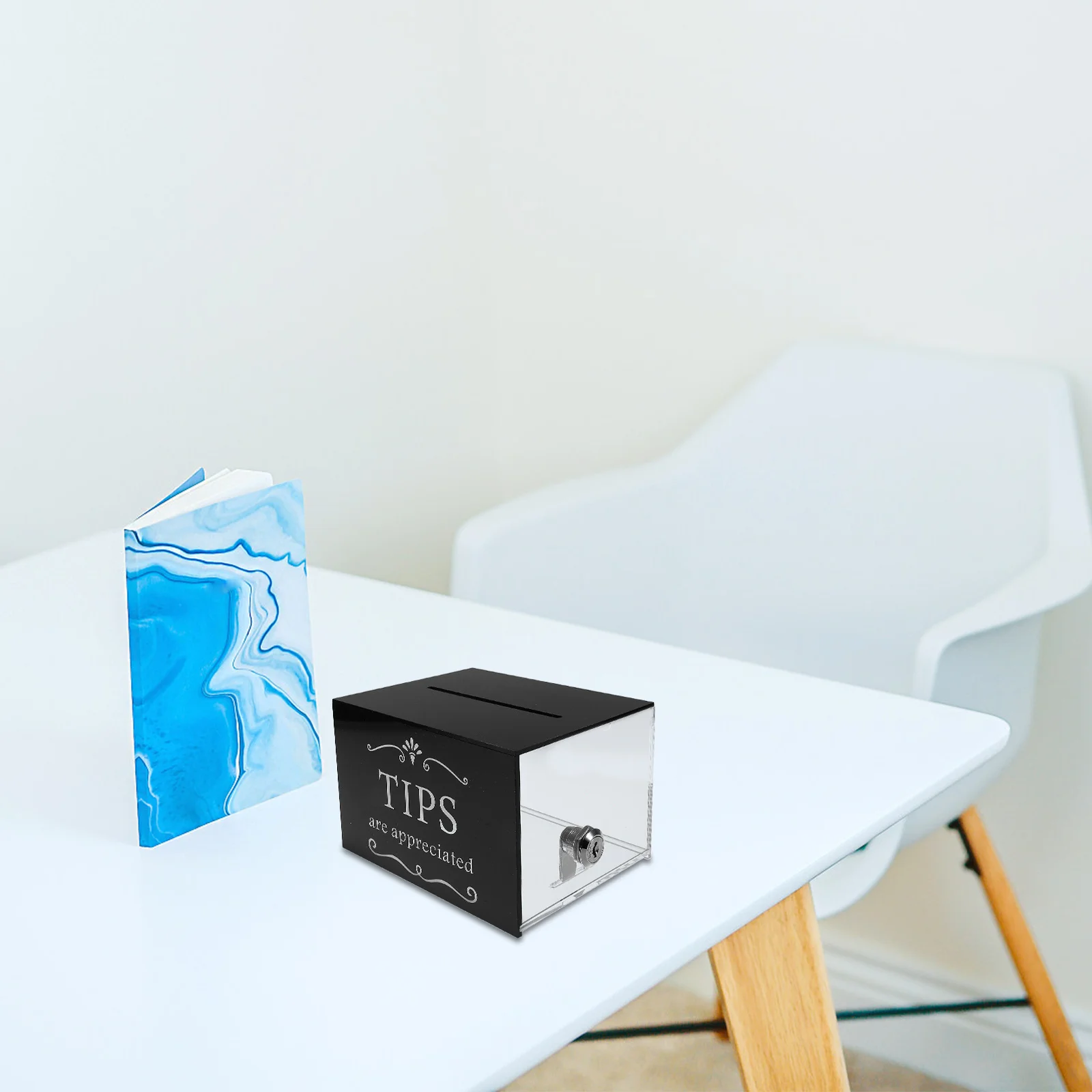 

Large Acrylic Donation Tip Box with Lock Transparent Secure Money Storage Box for Restaurants Bars Suggestions Voting Collection