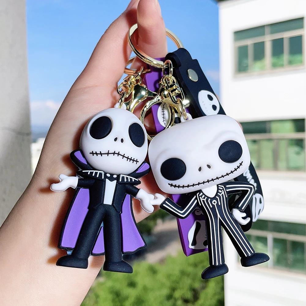 Disney Cartoon The Nightmare Before Christmas Keychains Jack Skellington Sally Pendant Keyrings Cute Doll Key Holder Jewelry