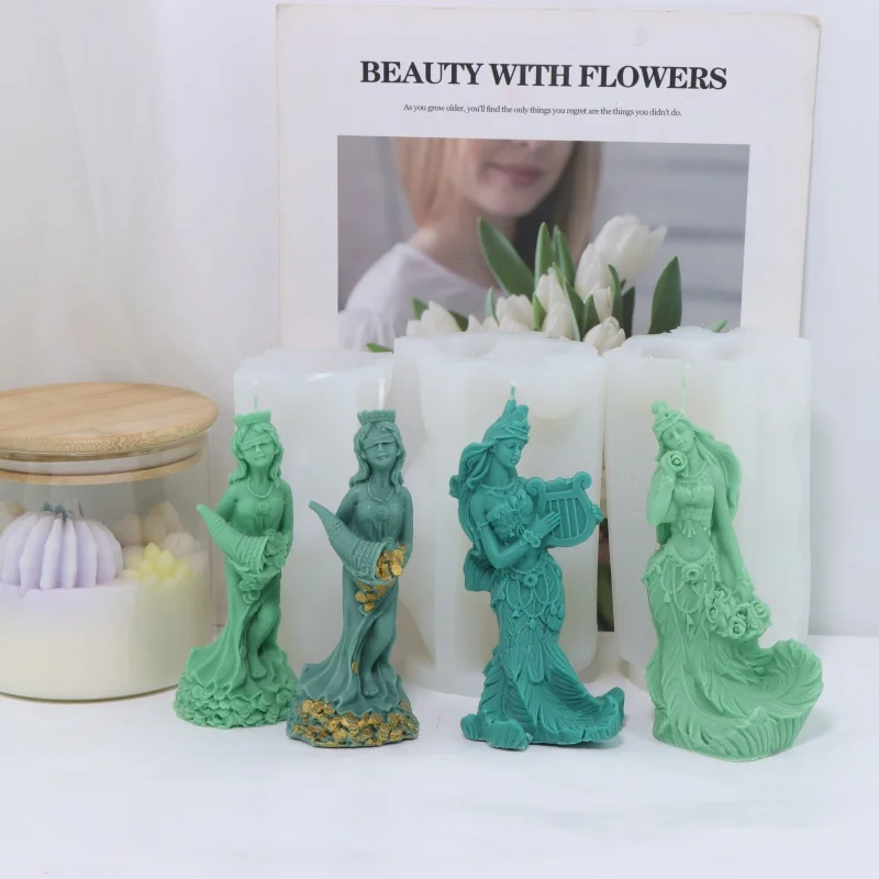 DIY Fascinating Mermaid Candle Silicone Mold 3D Charming Drop Money Craft Woman Statue Gypsum Mold Epoxy Marine Gift Theme Decor