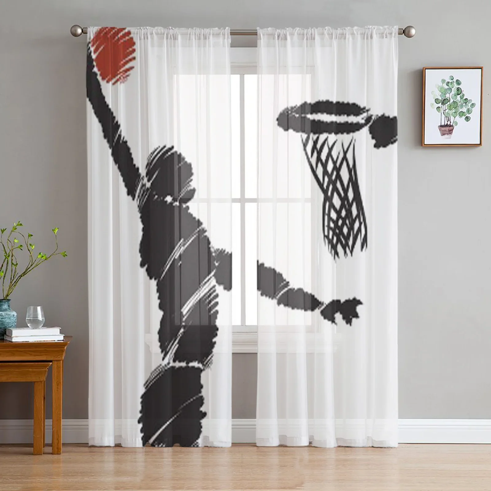 

BASKETBALL Player Sheer Curtains For Bedroom Exquisite Voile Curtain Living Room Kitchen Chiffon Fabric Curtains