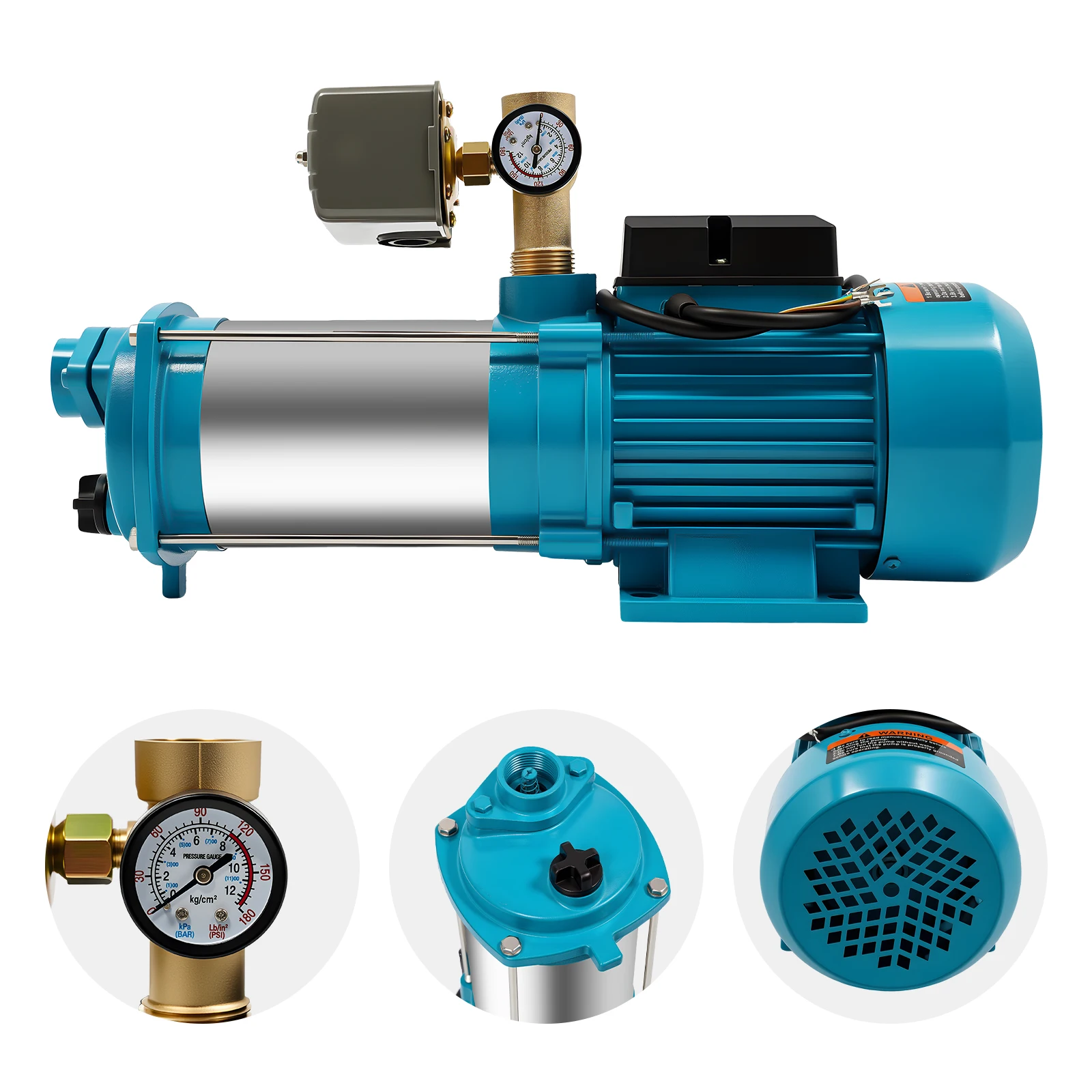 IP44 Wasserdichte Kreiselwasserpumpe - Selbstansaugende Pumpe mit Manometer, 98m Förderhöhe, 4000L/h für Bewässerungs-/Kühlsysteme – Detail 14