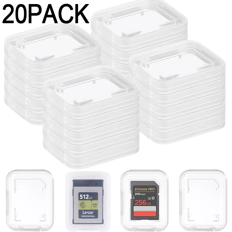 1/5/10/20PCS Transparent Hard Plastic Mini SD/TF Memory Cards Case Holder Anti Lost Cards Pin Needle Protector Storage Box