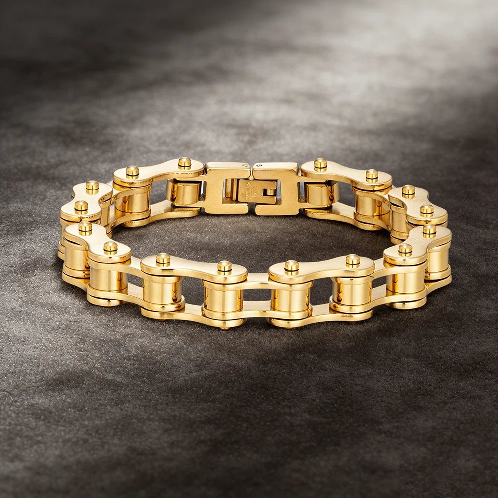 

Vintage Motorcycle Chain Bracelet for Men Stainless Steel Biker Link Bracelet, Waterproof Punk Hip Hop Wristband Jewelry Gift