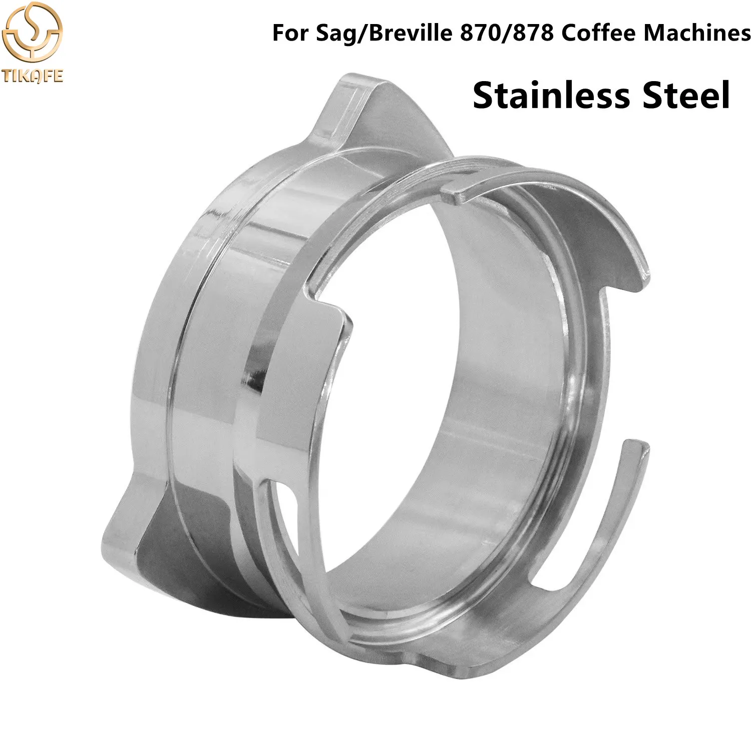 

54mm 304 Stainless Steel Coffee Powder Receiving Rotatable Dosing Ring for Breville 870/878/880 Coffee Machines Barista