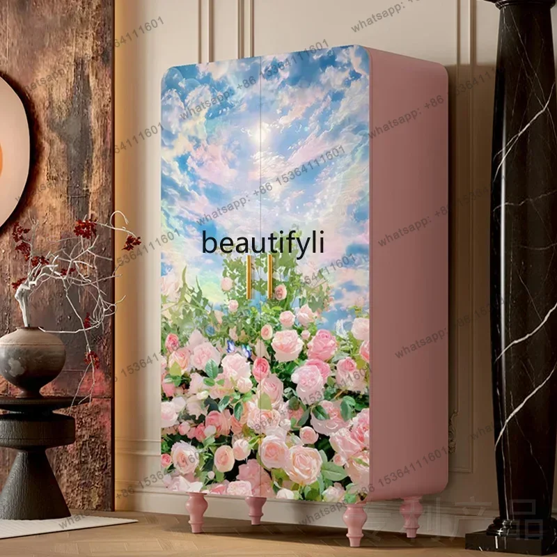 

Romantic Pink Rose Wardrobe French Decoration Bedroom Storage Cloakroom Locker