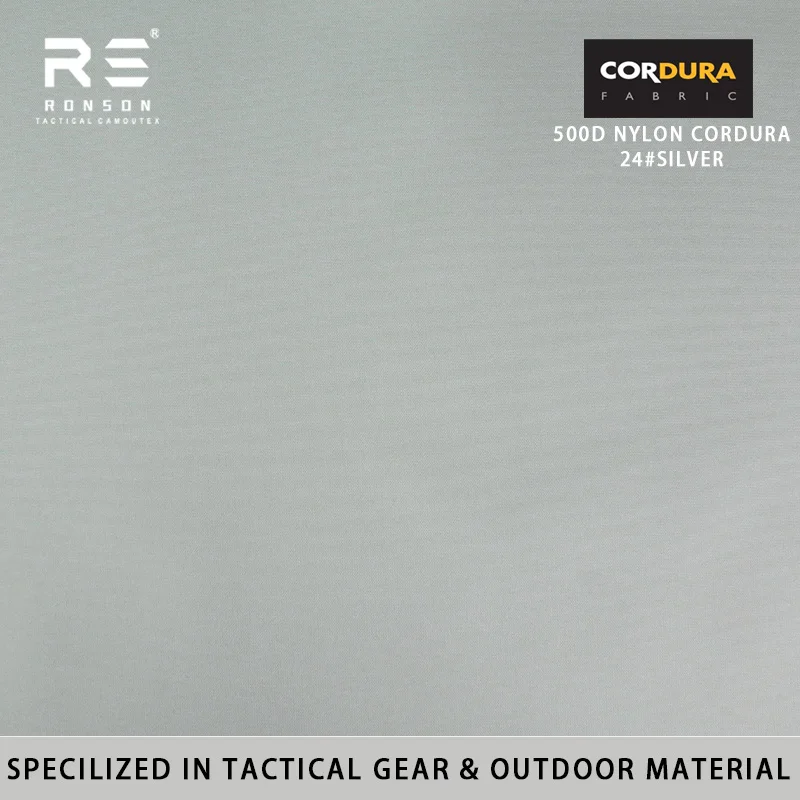 

24#SILVER Color 500D Nylon Cordura Fabric Waterproof and Durable for Tactical and Outdoor Use PU Coated Woven Fabric for Outdoor