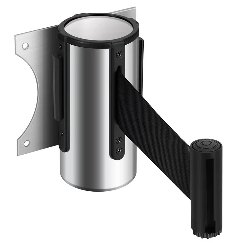 Crowd Control Retractable Belt Barrier - 10Ft Wall Mounted Safety Barrier Belt, Queue Line Dividers With Nylon Belt Easy To Use-