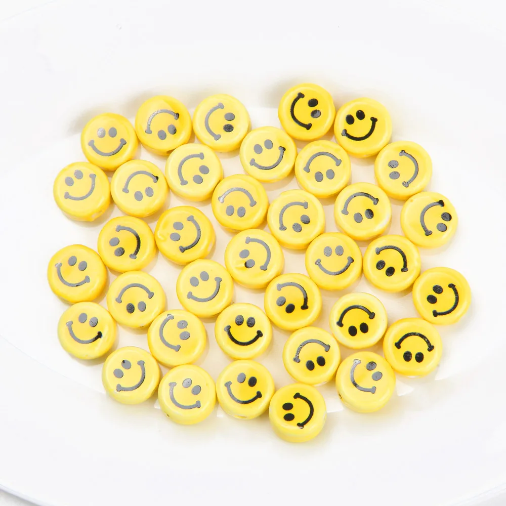 20pcs 8/10mm Ceramics Smiling Face Beads Septal Bead for Jewelry Making Bracelet DIY Handmade Beaded Necklace Accessories