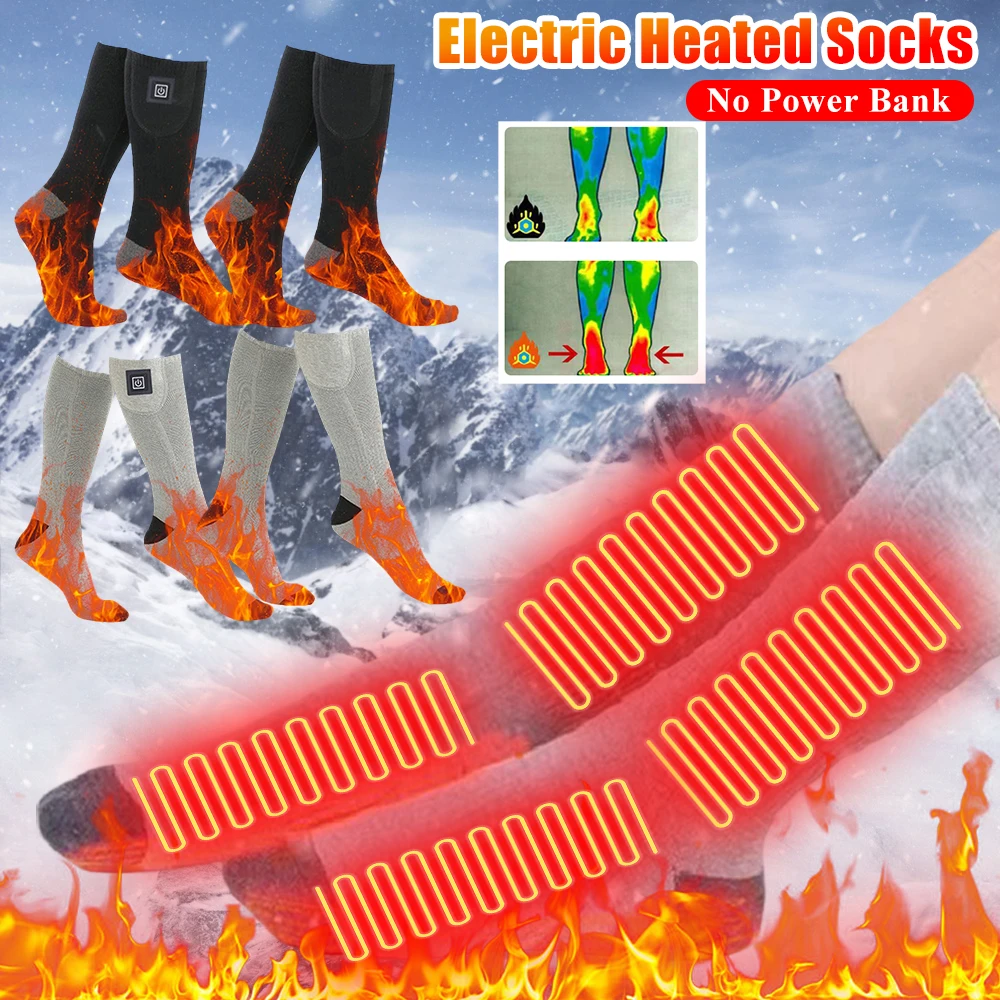 

Winter Heated Socks Rechargeable Electric Heating Socks Anti-Cold Outdoor Sports Foot Warmer Heated Skiing Socks (No Power Bank)