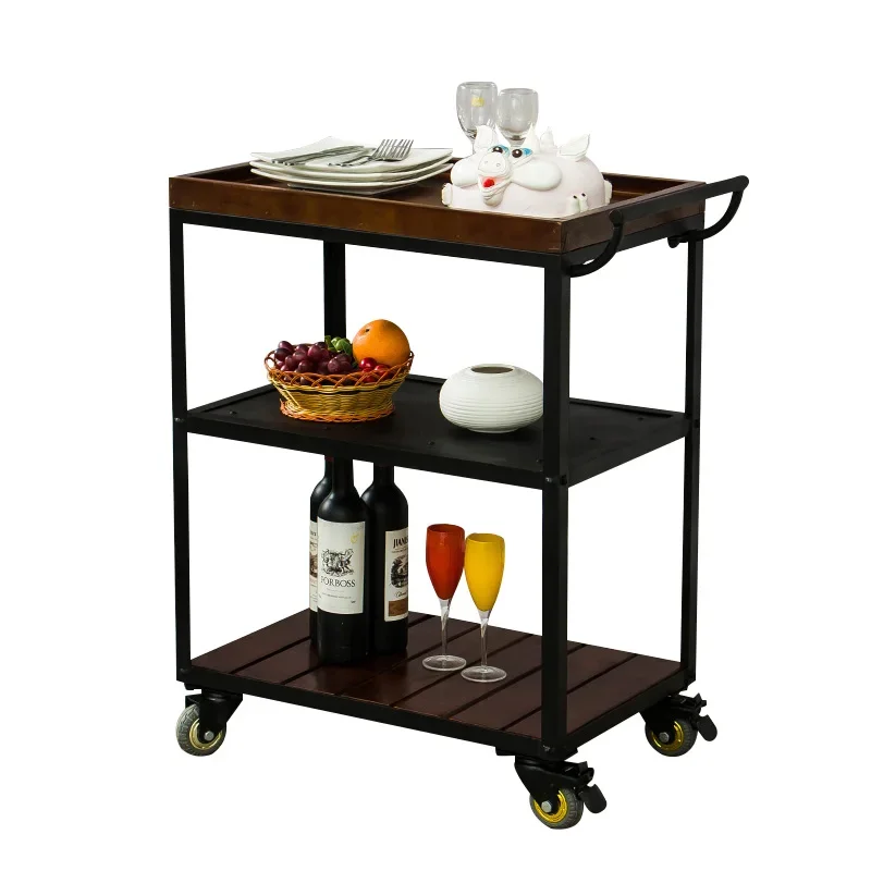 

Utility Storage Trolley Kitchen Rolling Shelf Solid Wood Storage Trolley Organizer Wheel Mueble De Cocina Restaurant Furiture