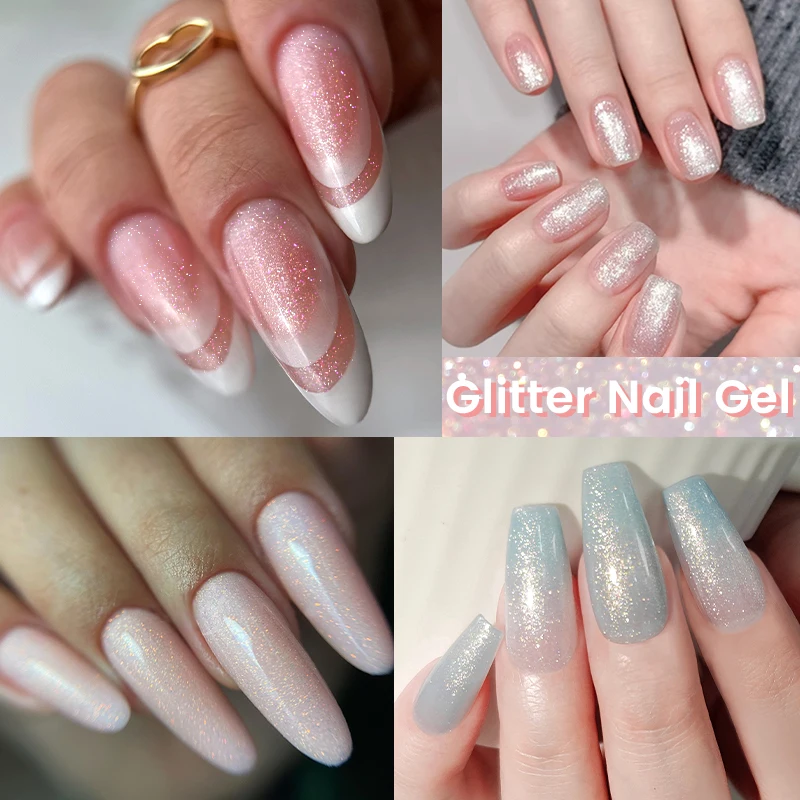 LILYCUTE 7ml Glitter Nail Gel Polish Sequins Colorful Shinning Gel Varnish Nail Art Semi Permanent Soak off Manicure UV LED Gel