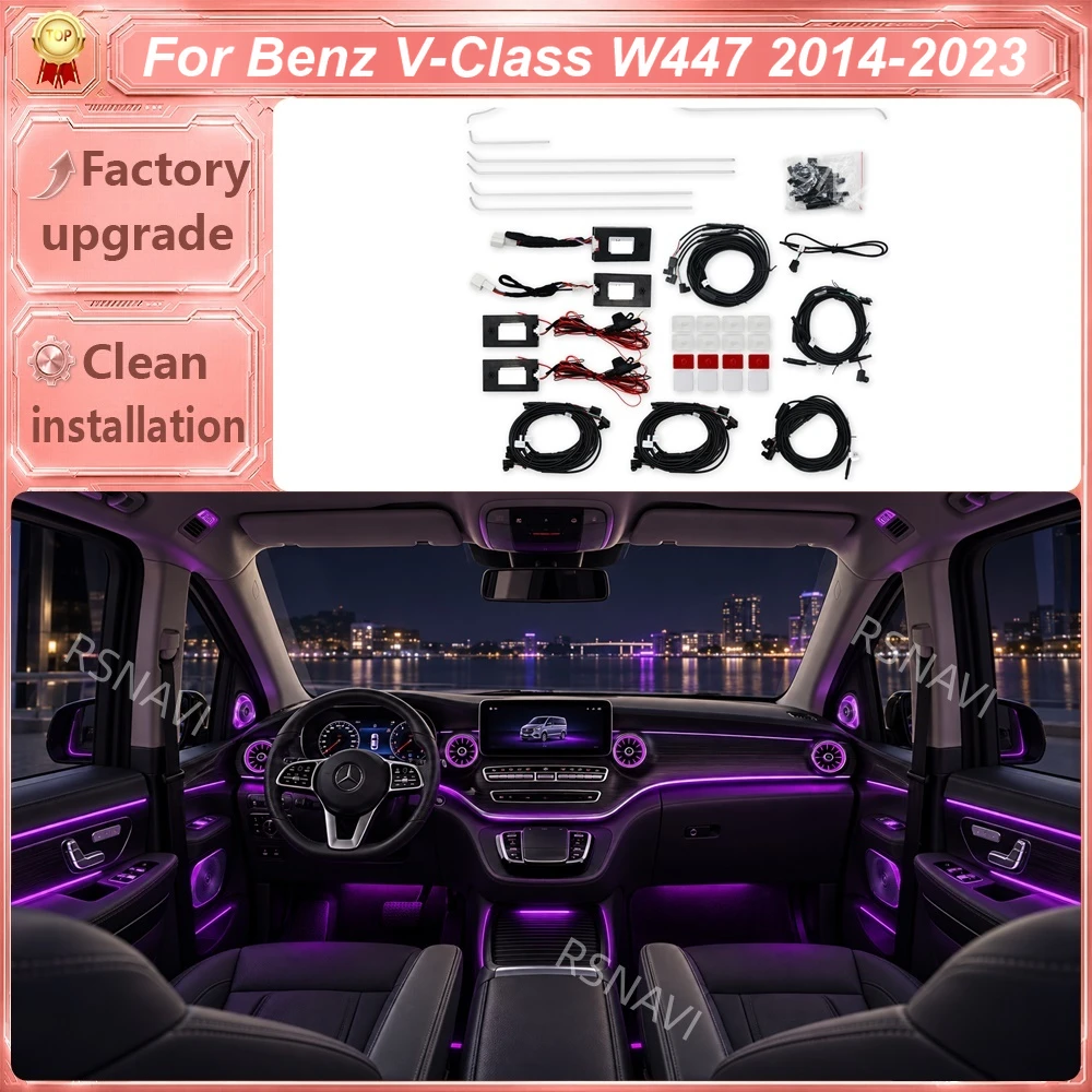 Basic LED Ambient Lighting Kit for Mercedes-Benz V-Class W447 2014-2023, Interior Trim Lights for Decorative Cabin Illumination