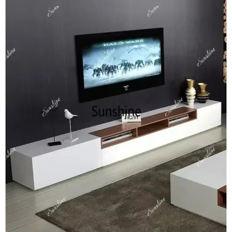 Paint Square Coffee Table Living Room TV Cabinet and Tea Table Combination Audiovisual Cabinet Tea Table Complete Set  FT