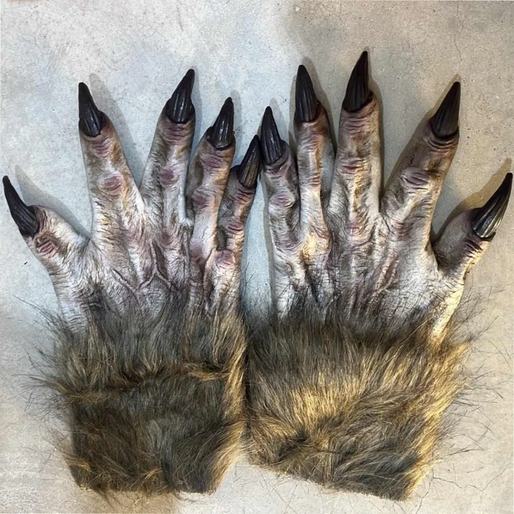 Costume Accessories Creepy Halloween Gloves Latex Flexible Werewolf Hands Textured Realistic Cosplay Mittens Festivals