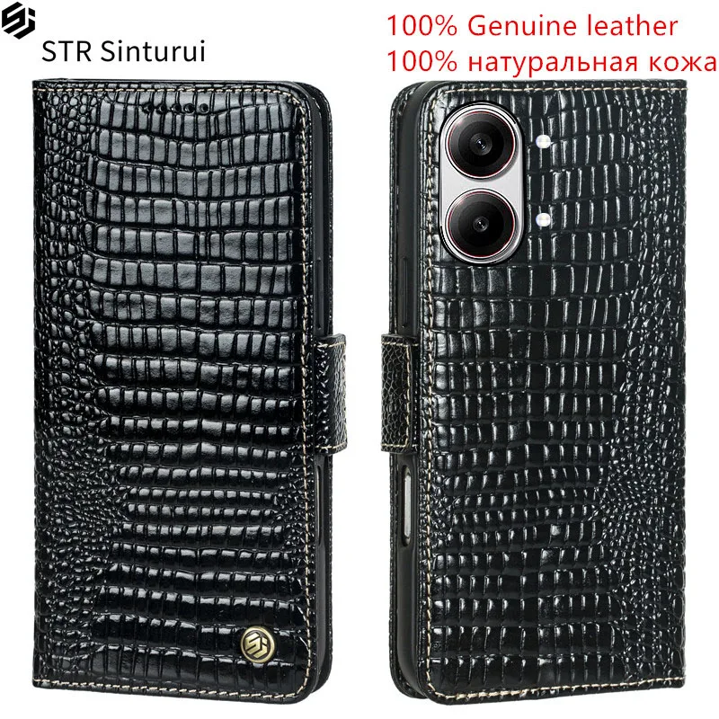 

STR Genuine leather lizard grain card Slot Wallet Cover For Xiaomi Poco M8 M7 M6 Pro 5G 4G M5s M5 Flip shockproof phone Case